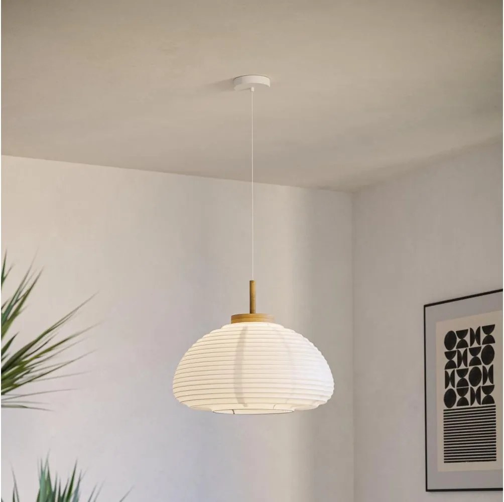 Eglo 44064 - Zsinóros függeszték SUMMERHILL 1xE27/40W/230V átmérő 40 cm fehér/bézs