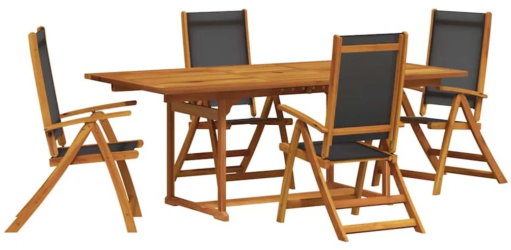 vidaXL 5 részes tömör akácfa és textilén kerti étkezőgarnitúra