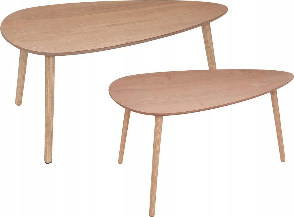 Dohányzóasztalok Dohányzóasztal Szett 2x Mdf asztal Könnycsepp barna