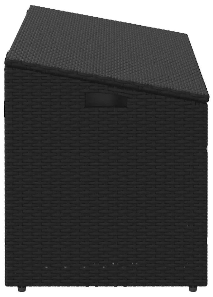 fekete polyrattan kerti tárolóláda 110 x 50 x 58 cm