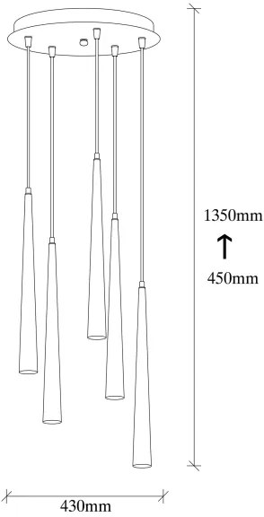 LED Csillár zsinóron UGUR 5xLED/3W/230V