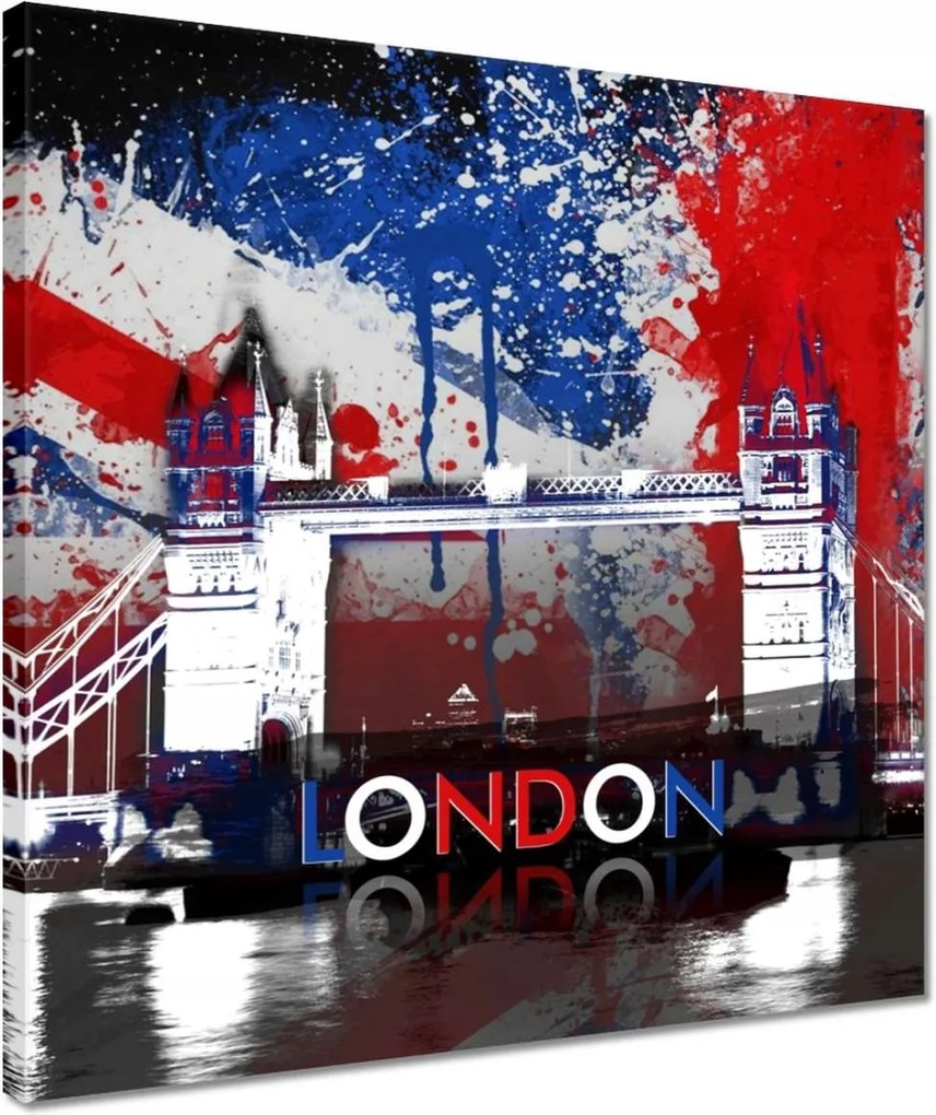 Vászonkép 40x40 Tower Bridge zászlóval
