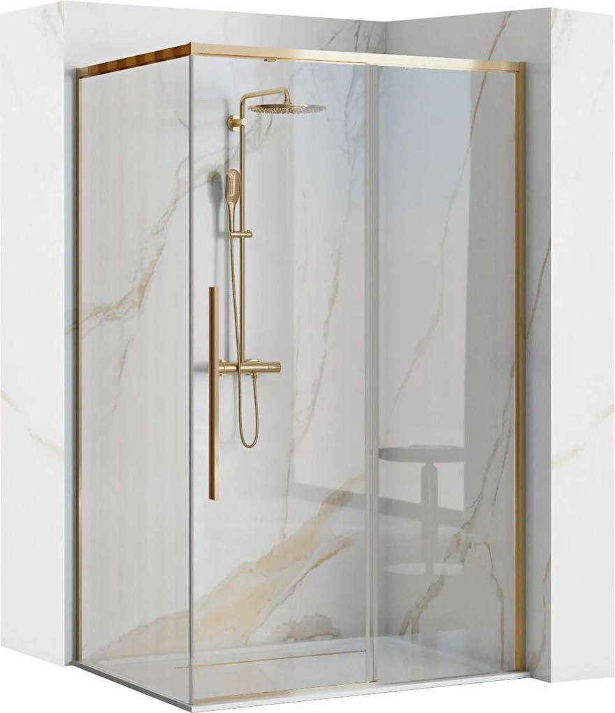 Rea - SOLAR GOLD ELEGANT zuhanykabin 80 x 100 cm, átlátszó üveg / arany profil, REA-K4901