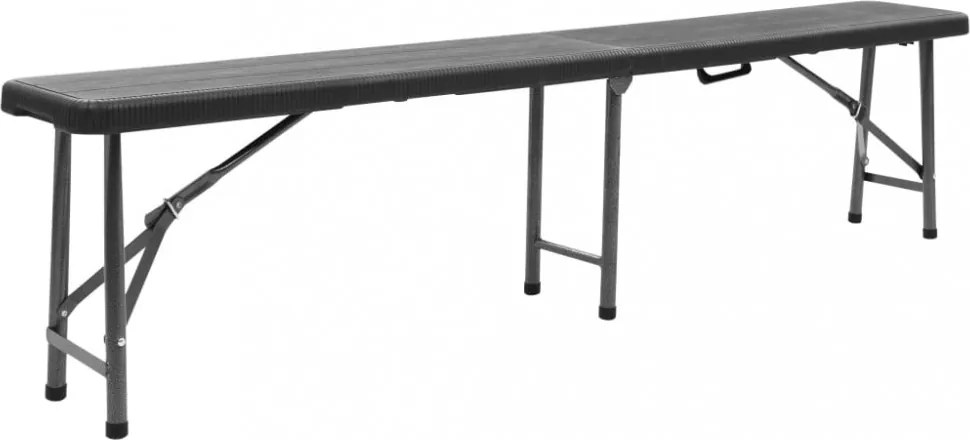 2 db fekete összecsukható HDPE kerti pad 180 cm