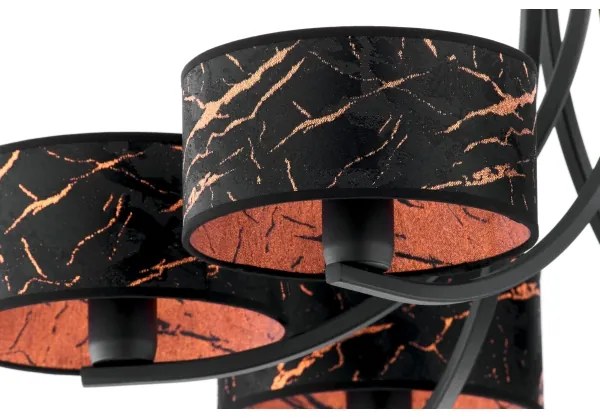 Jupiter 2108- Láncos csillár ARTHUR 6xE27/15W/230V fekete/narancssárga/márványhatás