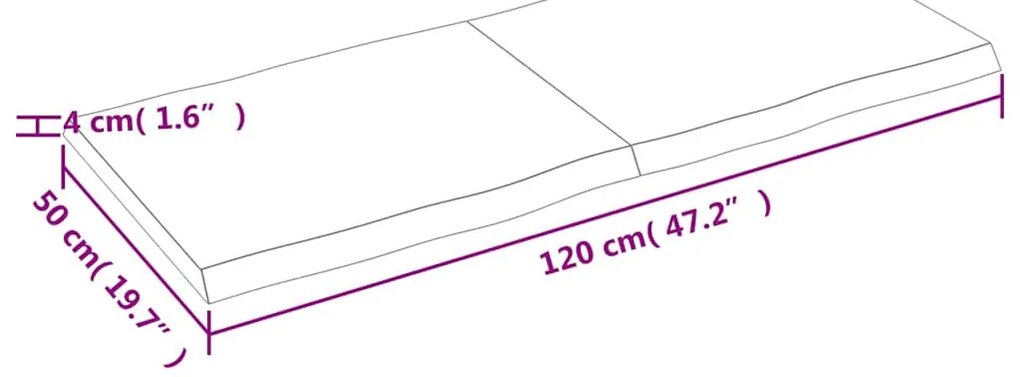 világosbarna asztallap 120x50x(2-4)cm kezelt tömör élőszegélyes