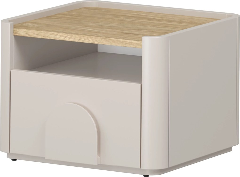 Amilio éjjeliszekrény 50 cm - kasmír / olajozott tölgy / kasmír fogantyú