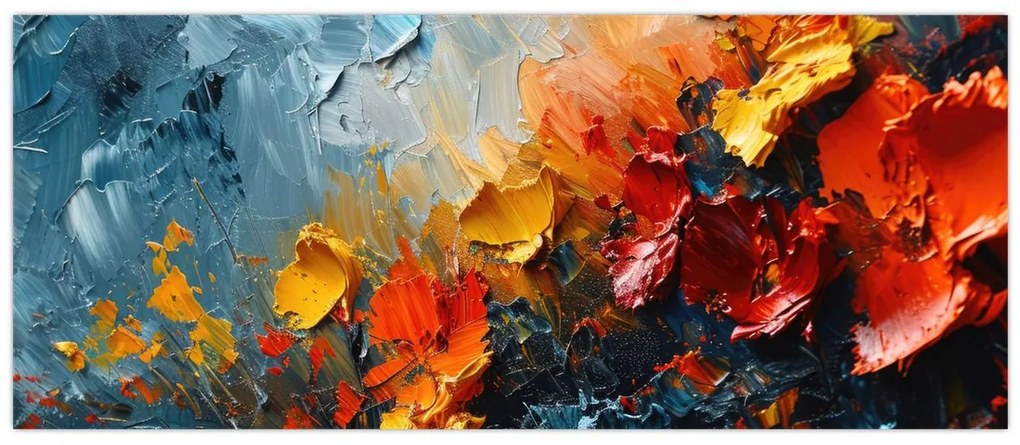 Kép - Virágok absztrakt festménye III. (120x50 cm)