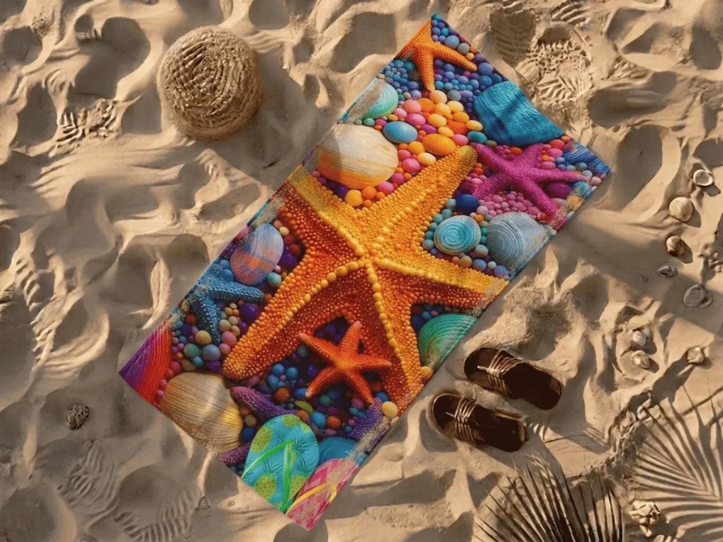 Gyorsan száradó strandfürdőlepedő COLOR SEA színes kivitel 70 x 140 cm, 100% mikroszál