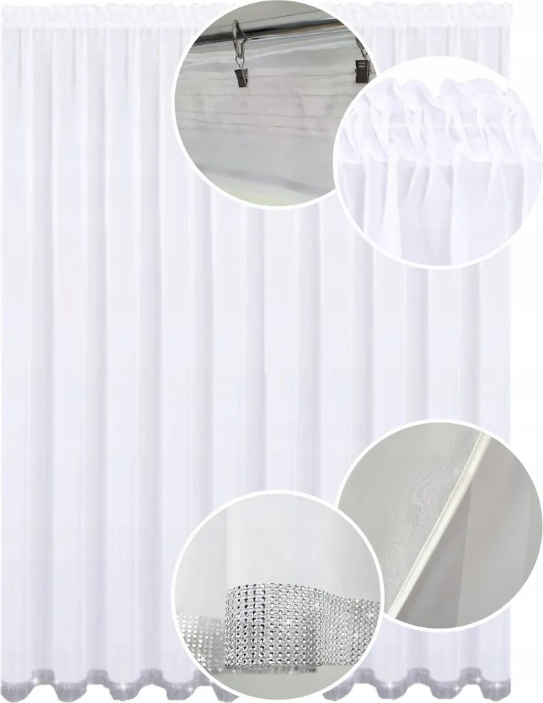 Függöny kész egyenes strasszokkal 230x200 hosszú sima függöny erkély flitterek