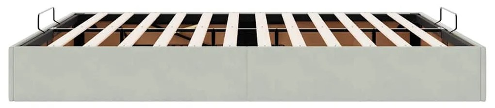 Ottomán ágykeret matrac nélkül világosszürke 160x200 cm bársony