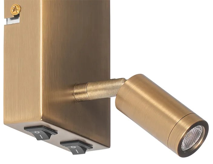 Modern fali lámpa fehér és bronz színben, olvasólámpával - Renier