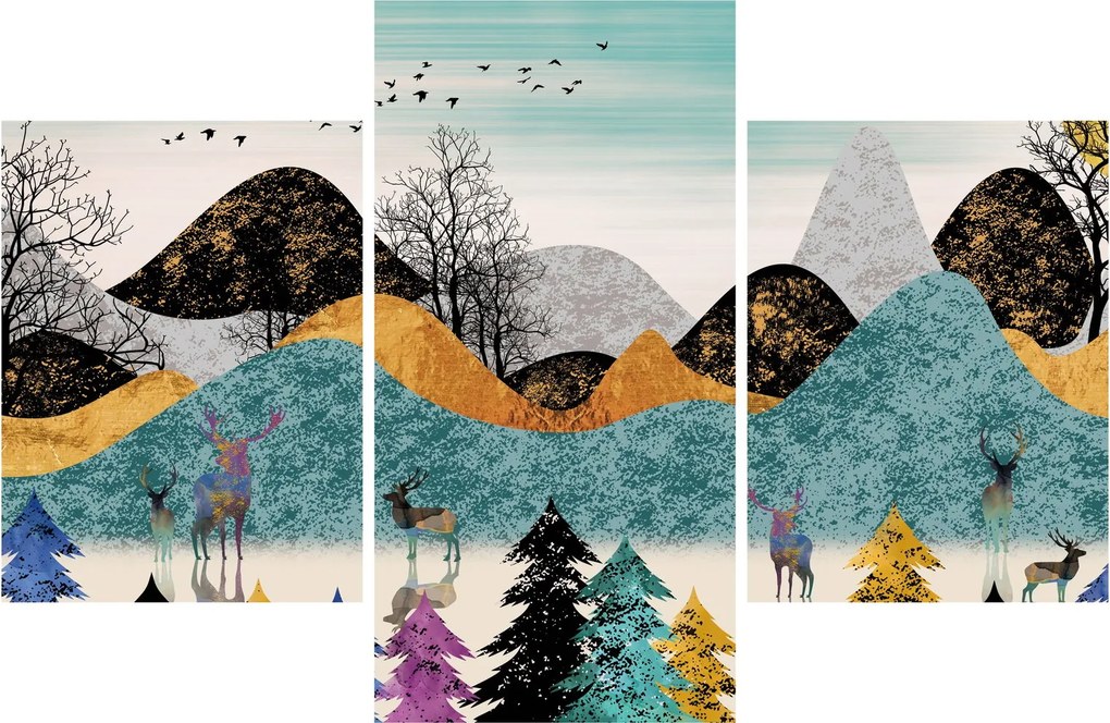 Grafikus kép szarvas (90x60 cm)