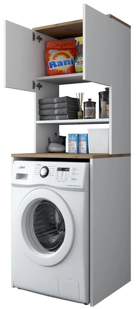 Fürdőszoba szekrény Karoline 101 (fehér + dió). Akció -27%. 1073336