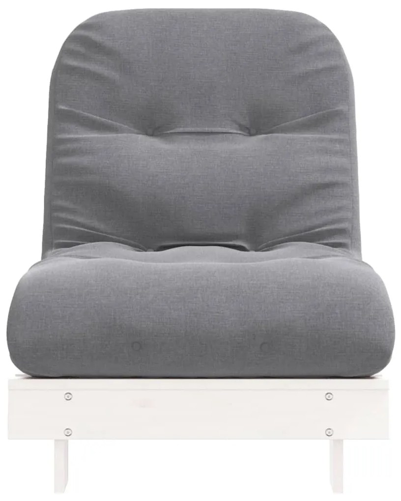 fehér tömör fenyőfa futon kanapéágy matraccal 70 x 206 x 11 cm