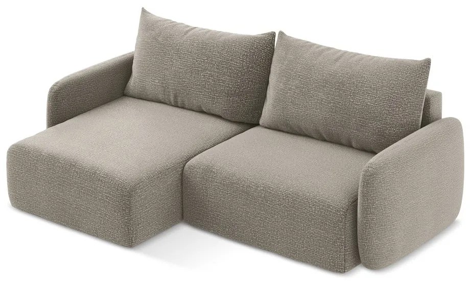 Bézs kinyitható-tárolóhelyes sarokkanapé (bal oldali) Kalena – Makamii