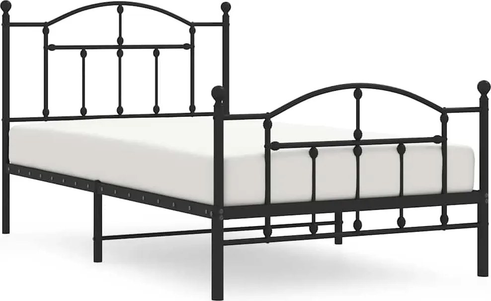 vidaXL fekete fém ágykeret fej- és lábtámlával 100 x 190 cm