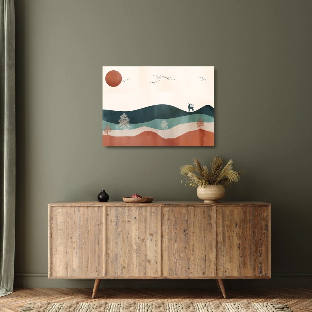 Üveg kép - Illusztrált tájkép (70x50 cm)