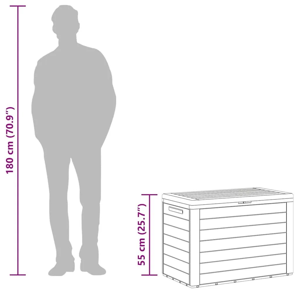 antracitszürke kerti tárolóláda 78 x 44 x 55 cm