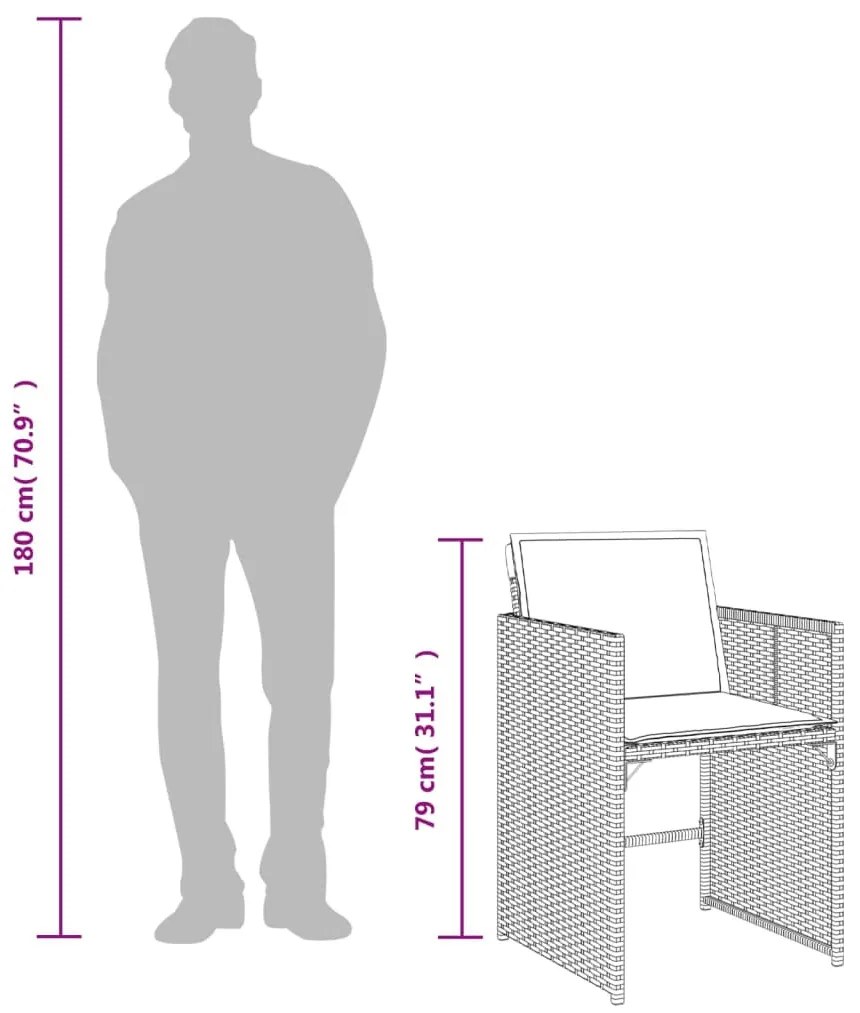 13 részes fekete polyrattan kerti ülőgarnitúra párnákkal