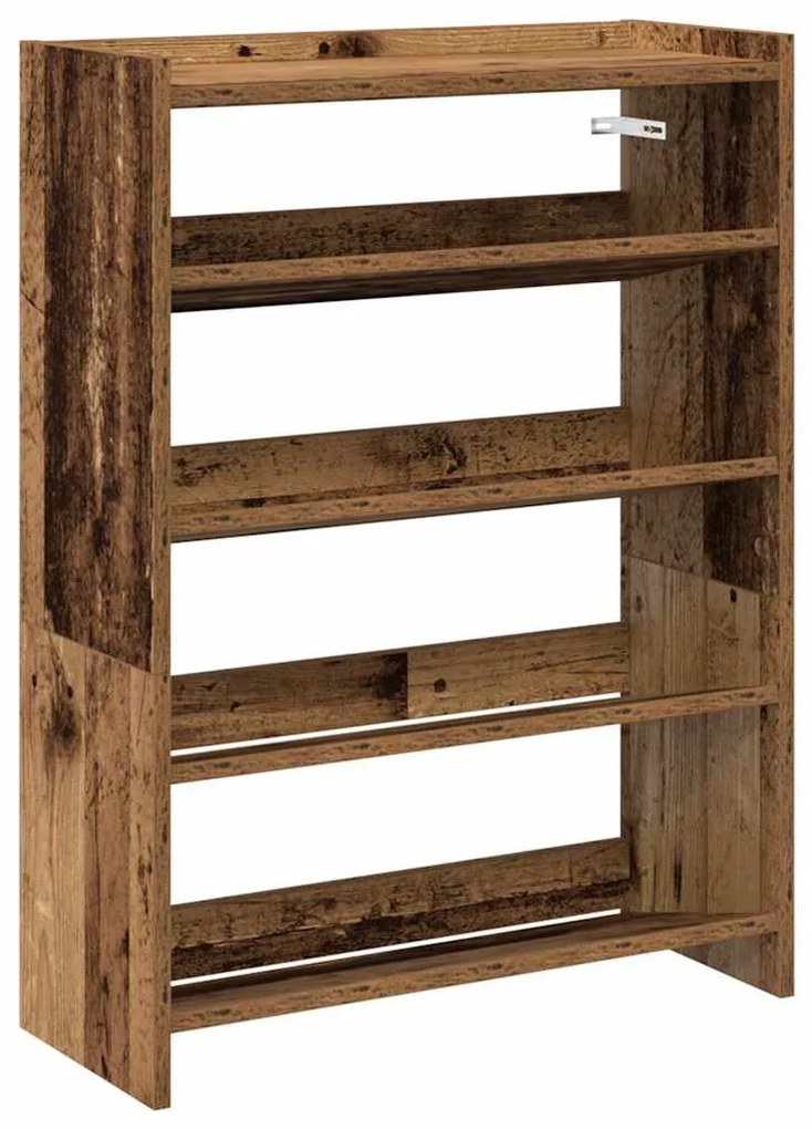 antik fa szerelt fa cipőtartó 60x25x81 cm