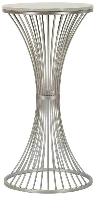 fém kisasztal márvány hatású asztallappal – Ø 40x79 cm – Ezüst