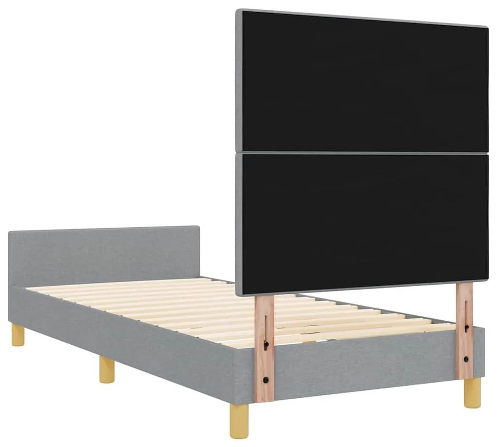 Ágykeret fejtámlával Világosszürke 100 x 200 cm szövet