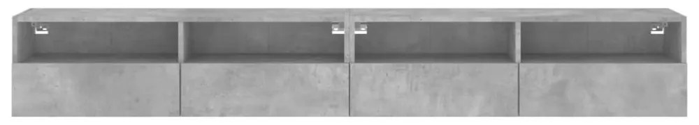 2 db betonszürke szerelt fa fali TV-szekrény 100x30x30 cm