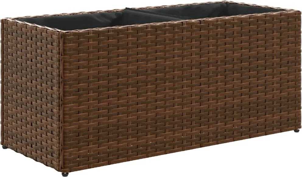 vidaXL barna polyrattan kerti ültetőláda 2 cseréppel 72x30x32 cm