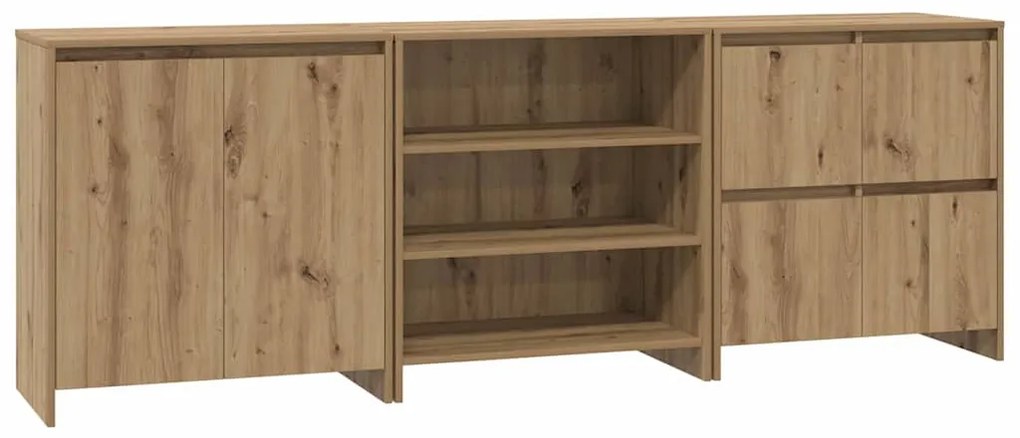 Oldalszekrények 3 pcs kézműves tölgy 70 x 41 x 75 cm Faanyag