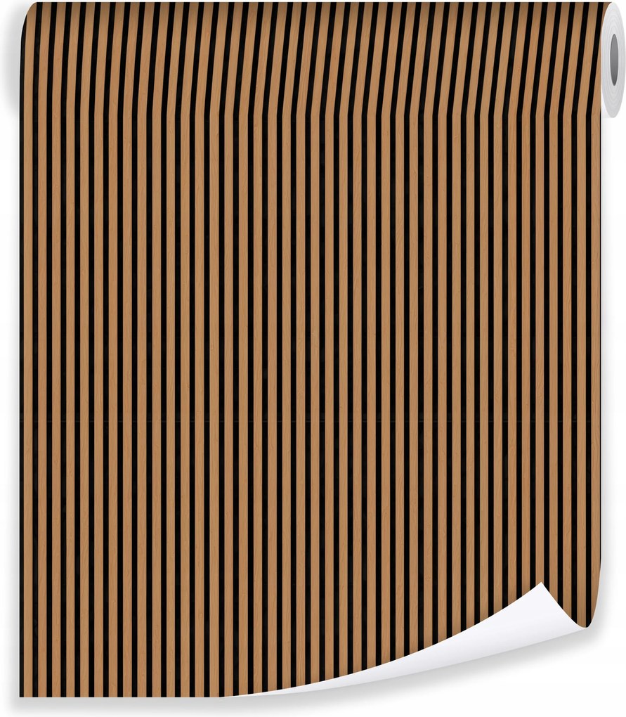 Tapéta Lamellák Csíkos Fa Barna Flizelin Fal Nappali Hálószoba