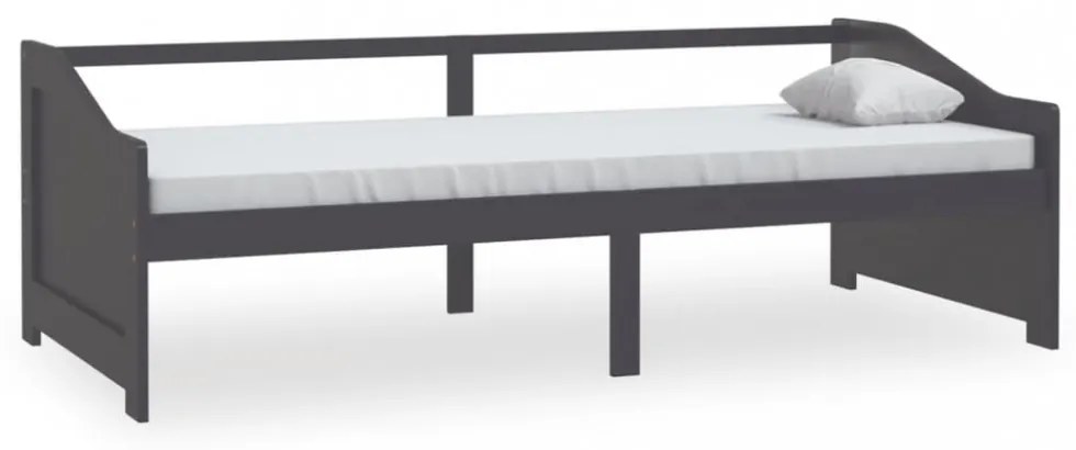 sötétszürke 3 személyes tömör fenyőfa kanapéágy 90 x 200 cm