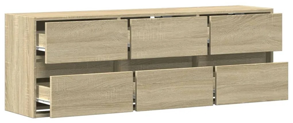 sonoma tölgy színű fali TV-szekrény LED-ekkel 130x31x45 cm