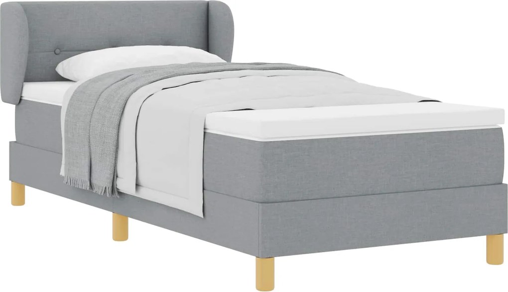 vidaXL Boxrugós ágy matracmal Világosszürke 90 x 200 cm szövet