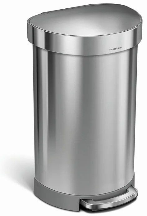 Félkör alakú pedálkosár 45 l, matt acél, rozsdamentes acél