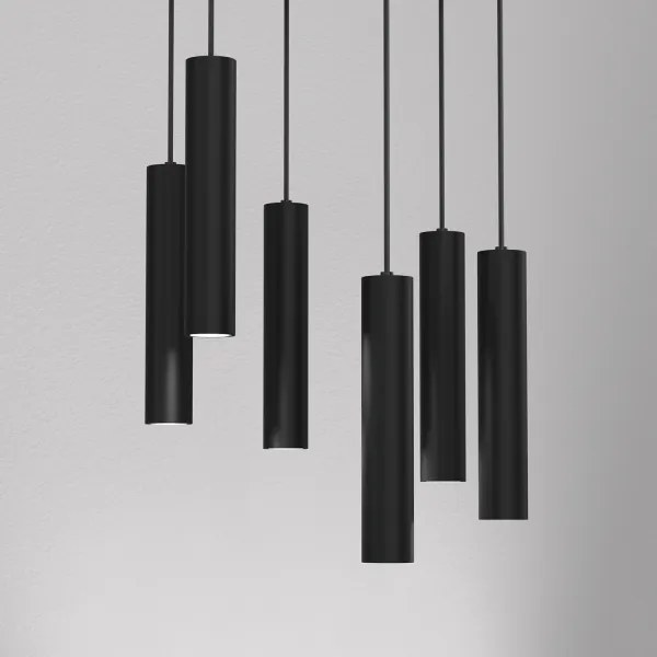 Csillár zsinóron RAITO 6xGU10/8W/230V fekete