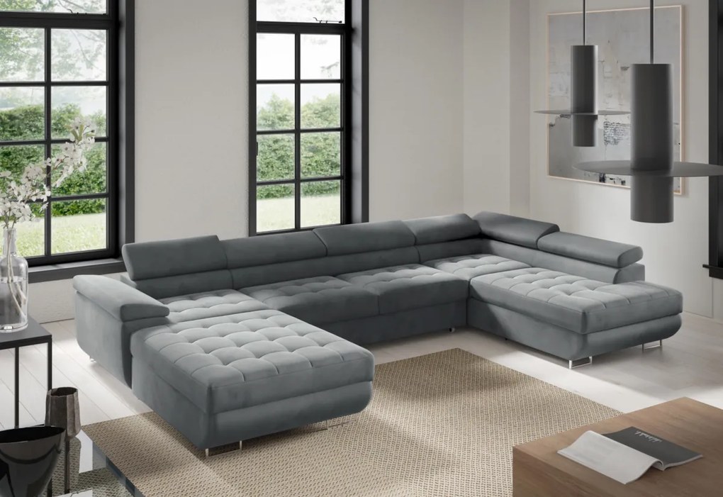 ESMERALDA U alakú ülőgarnitúra, 347x60x203, monolith 37, balos