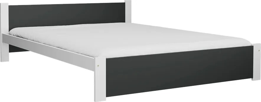 Ágy IKAROS 160 x 200 cm, antracit/fehér Matrac: Matrace Sommera 18 cm, Ágyrács: Lamellás ágyráccsal