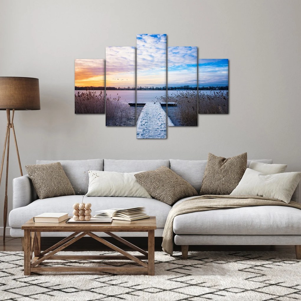 Kép - Befagyott tó, Ełk, Mazury, Lengyelország (150x105 cm)
