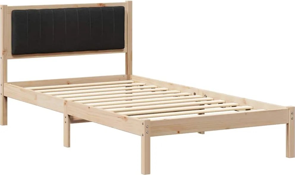 vidaXL Ágykeret Kárpitozott Fejtámlával Fekete 100 x 200 cm