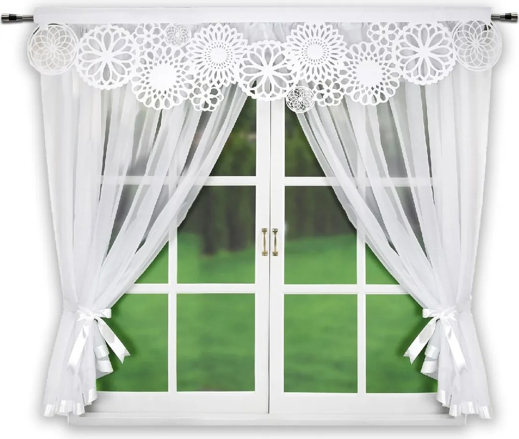 Függöny Kész Áttört Panel Karnis 400 x 155 Fehér