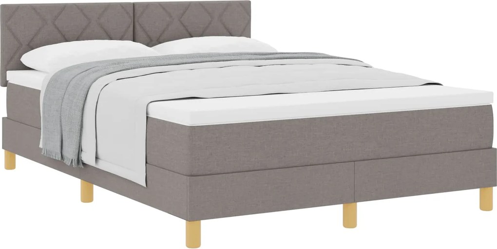 vidaXL Boxrugós ágy matracmal fejtámlával Tópszínű 160 x 200 cm szövet