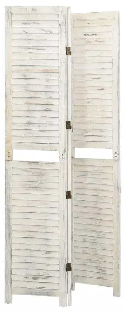 3 paneles antik fehér fa paraván 105 x 165 cm