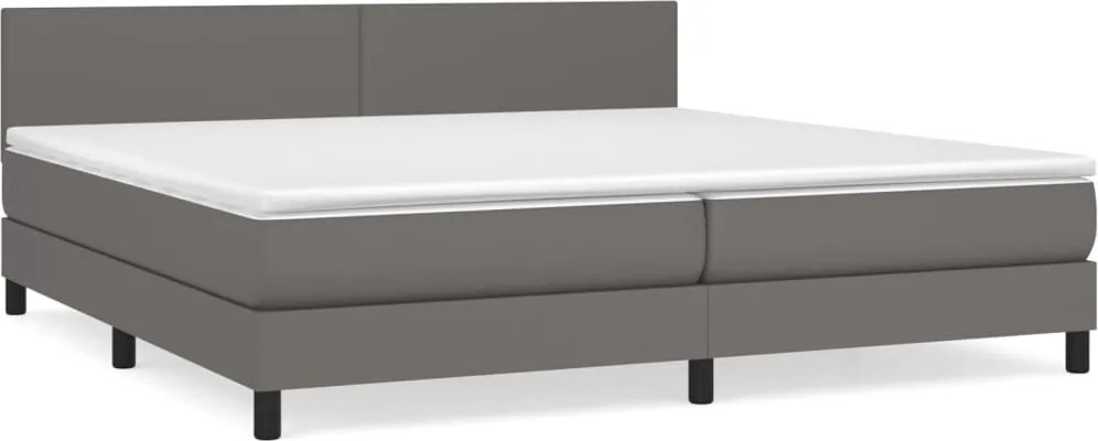 vidaXL szürke műbőr rugós ágy matraccal 200 x 200 cm