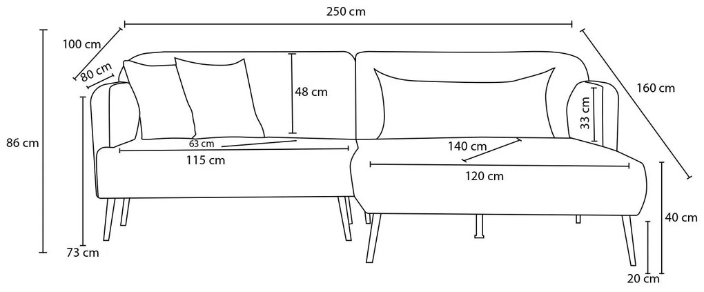 Sarokkanapé Revosatta (J) (szürke + fekete). 1106979