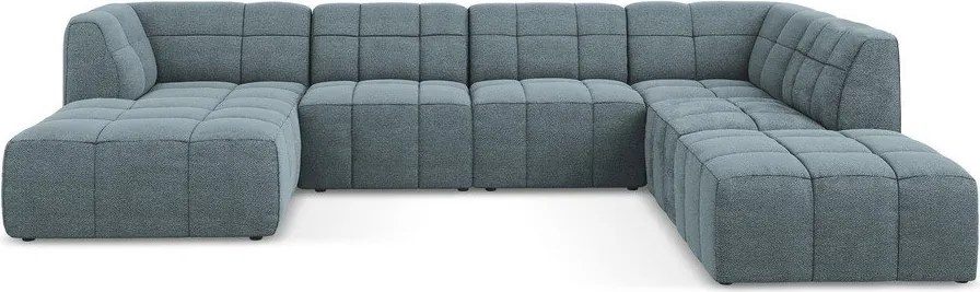 Kék buklé (U alakú) sarokkanapé Aloha – Makamii