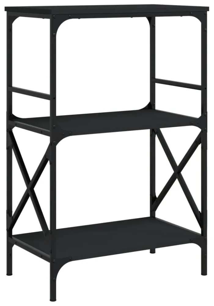 3 szintes fekete szerelt fa könyvespolc 59 x 35 x 90,5 cm