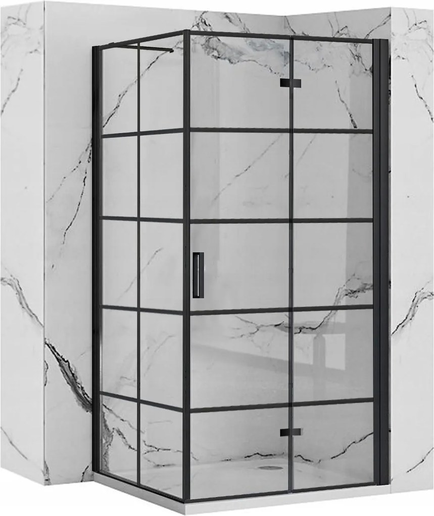Összecsukható Zuhanykabin 80x90 Fekete Sarok Zuhanytálca Nélkül Rea Molier