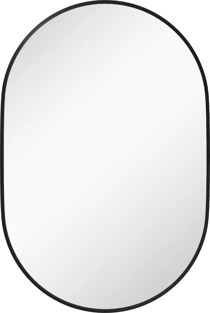 HOMCOM Ovális Tükör a Fürdőszobába 60x90cm Edzett Üveg, Modern Fali Tükör Alumínium Ötvözet Kerettel, Függőleges/Horizontal Beépítés, Hálószobába, Elő