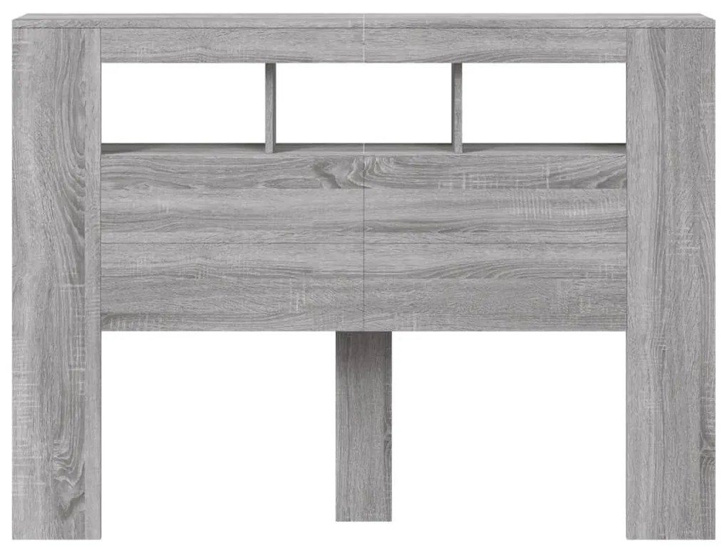 szürke sonoma szerelt fa LED-es fejtámla 140x18,5x103,5 cm